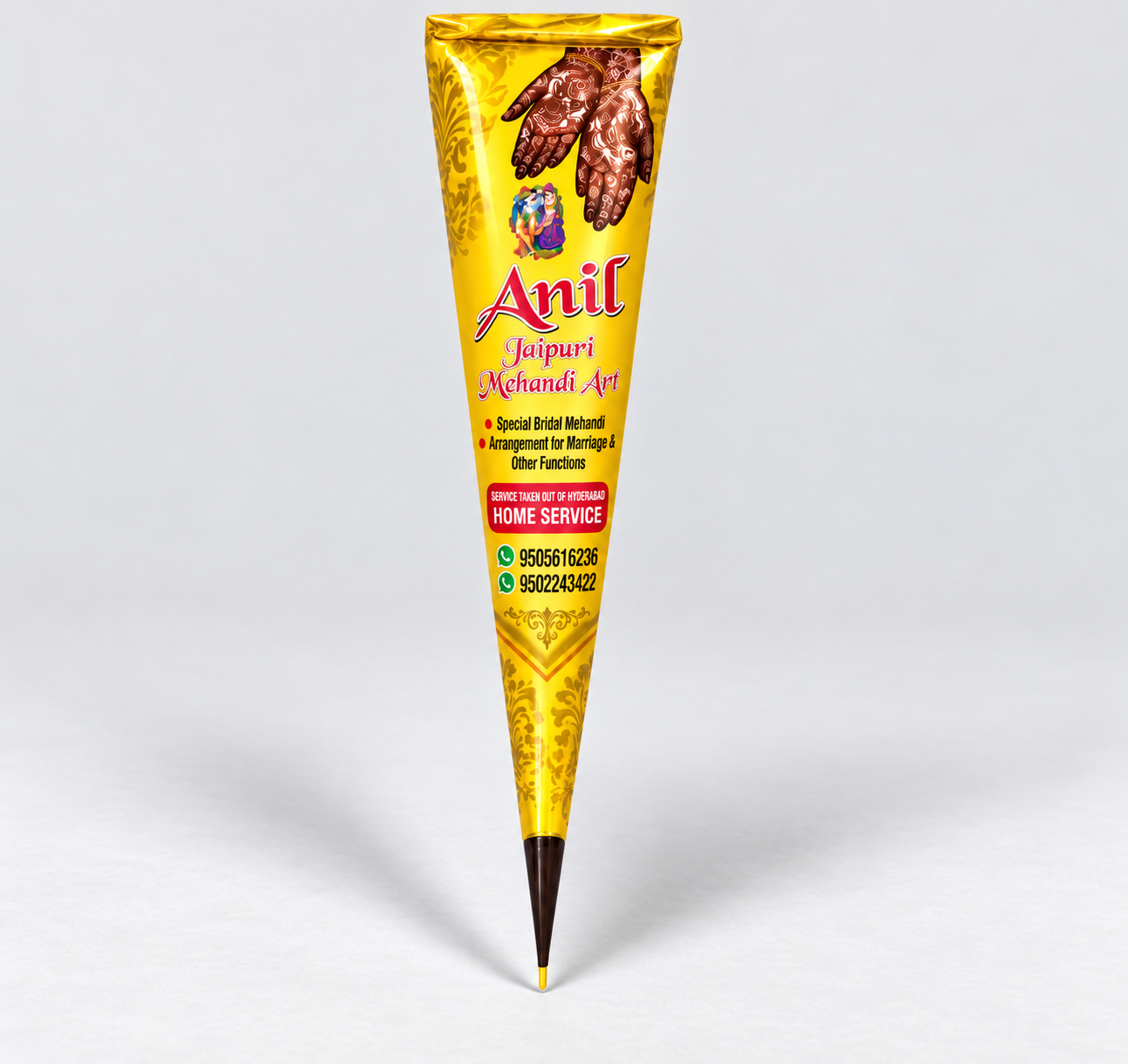 Gold Anil Jaipuri Mehandi Art cone with its original packaging